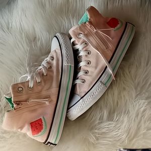 Converse girls pink high tops size 3